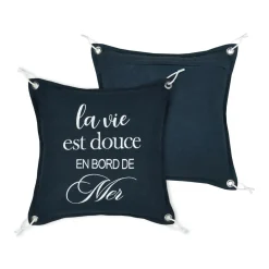 Coussin Et Housse|STOF Coussin carré coton (50 x 50 cm) Bordemer Bleu marine