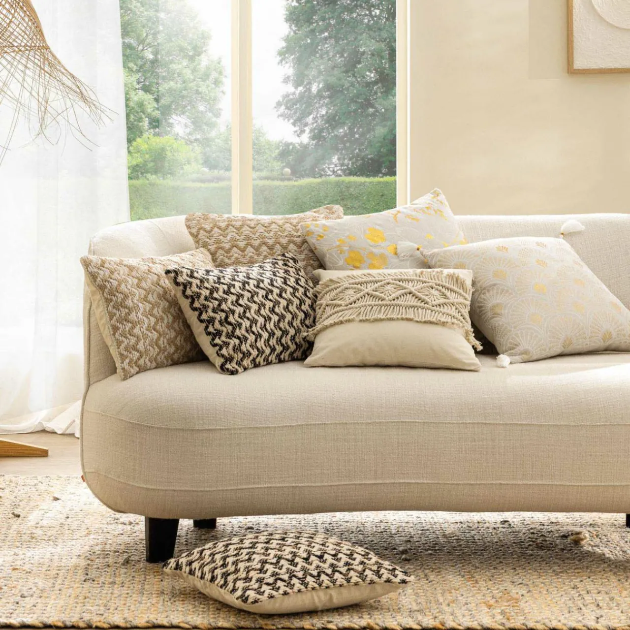 Coussin Et Housse|douceur d'intu017drieur Coussin carré coton (40 x 40 cm) Loumeo Beige