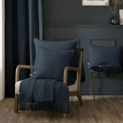 Coussin Et Housse|L'EFFET PAPILLON Coussin carré coton (45 x 45 cm) Sixtine Bleu nuit