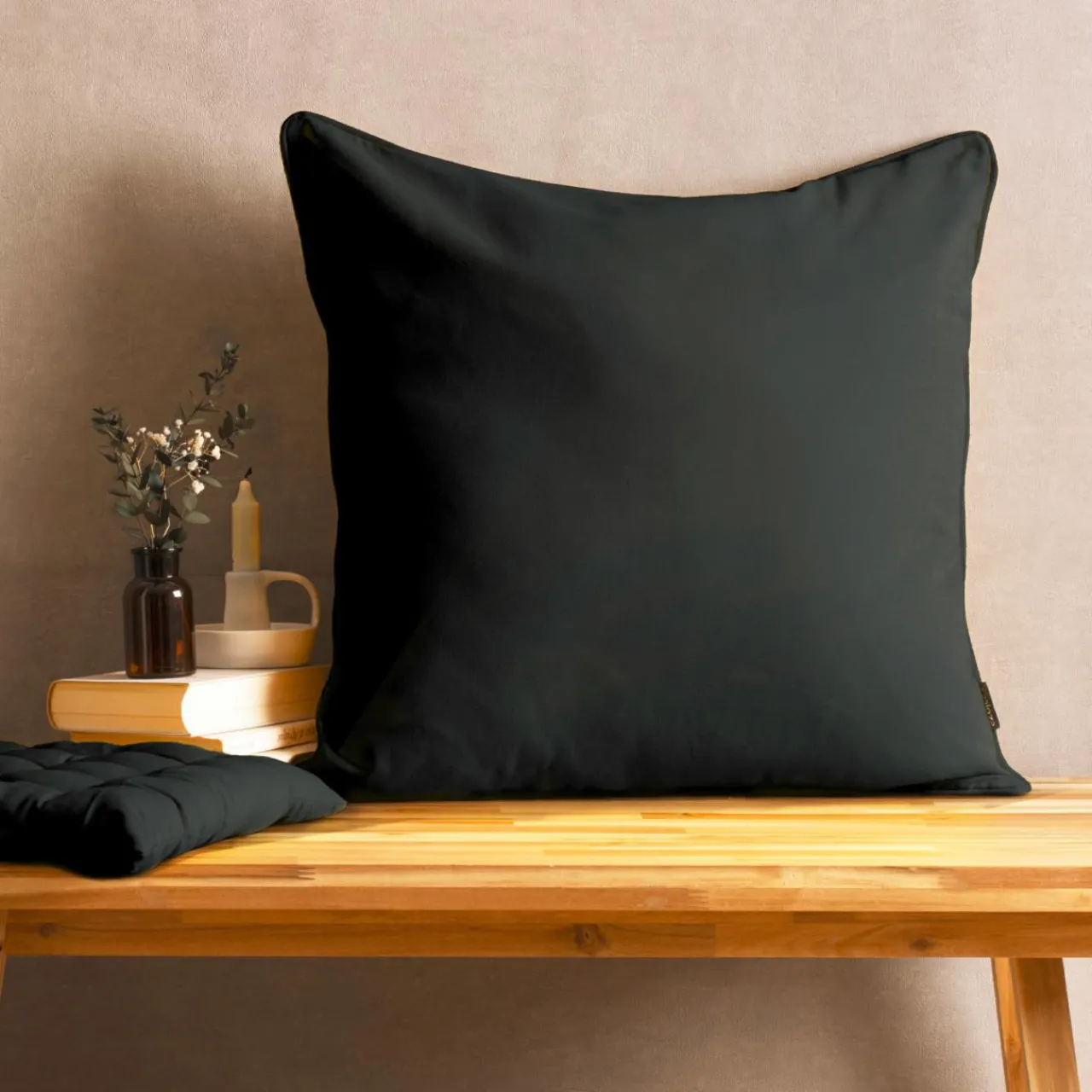 Coussin Et Housse|EMINZA Coussin carré coton (60 x 60 cm) Pixel Noir