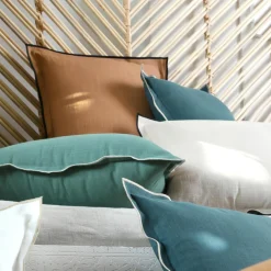 Coussin Et Housse|STOF Coussin carré coton (45 x 45 cm) Helios Bleu