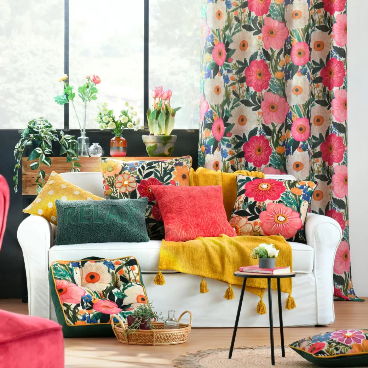 Coussin Et Housse|STOF Coussin carré coton (45 x 45 cm) Betty Multicolore