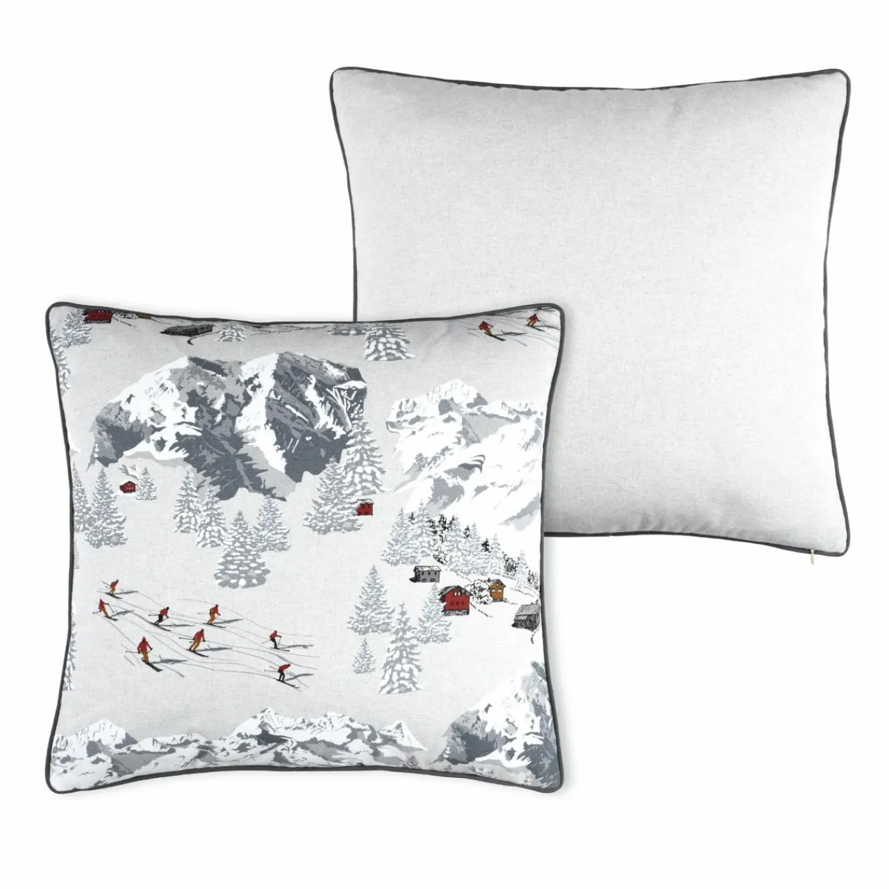 Coussin Et Housse|LOVELY CASA Coussin carré coton (50 x 50 cm) Meribel Gris