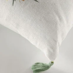 Coussin Et Housse|DOUCEUR D'INTERIEUR Coussin carré coton pompons (45 x 45 cm) Papeete Vert sauge