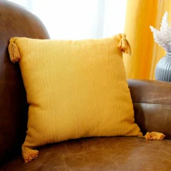 Coussin Et Housse|ENJOY HOME Coussin carré coton recyclé (40 x 40 cm) Bombay Jaune moutarde