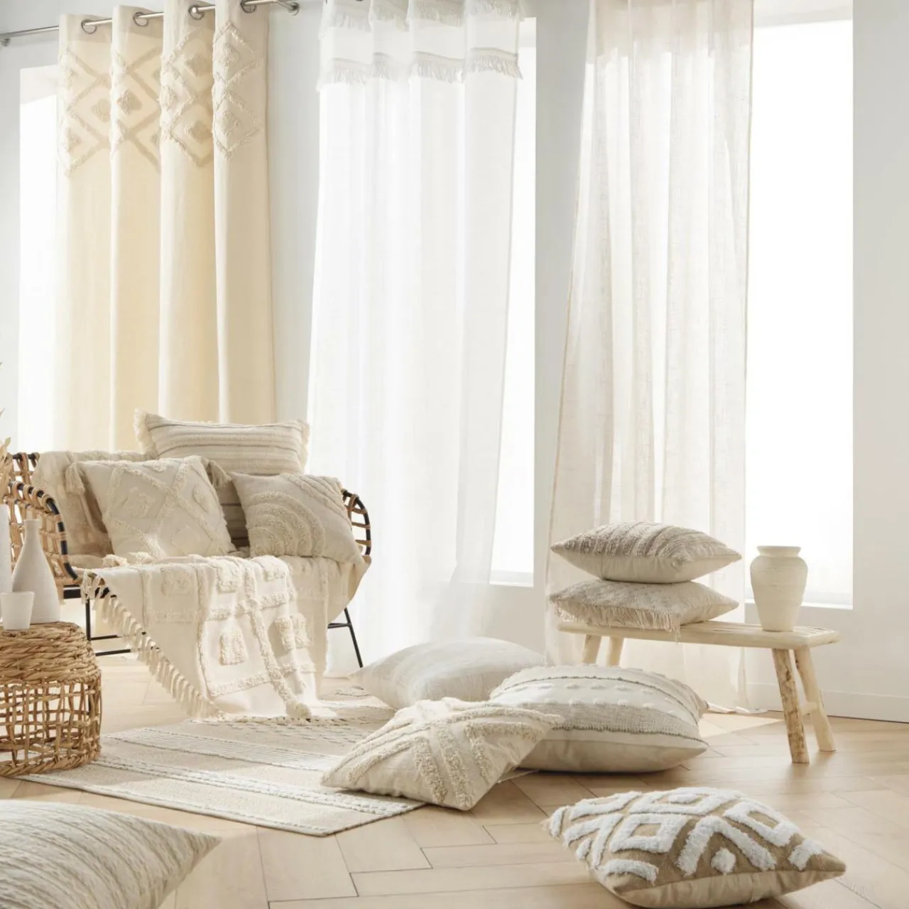 Coussin Et Housse|douceur d'intu017drieur Coussin carré coton tissé (60 x 60 cm) Atlas Beige