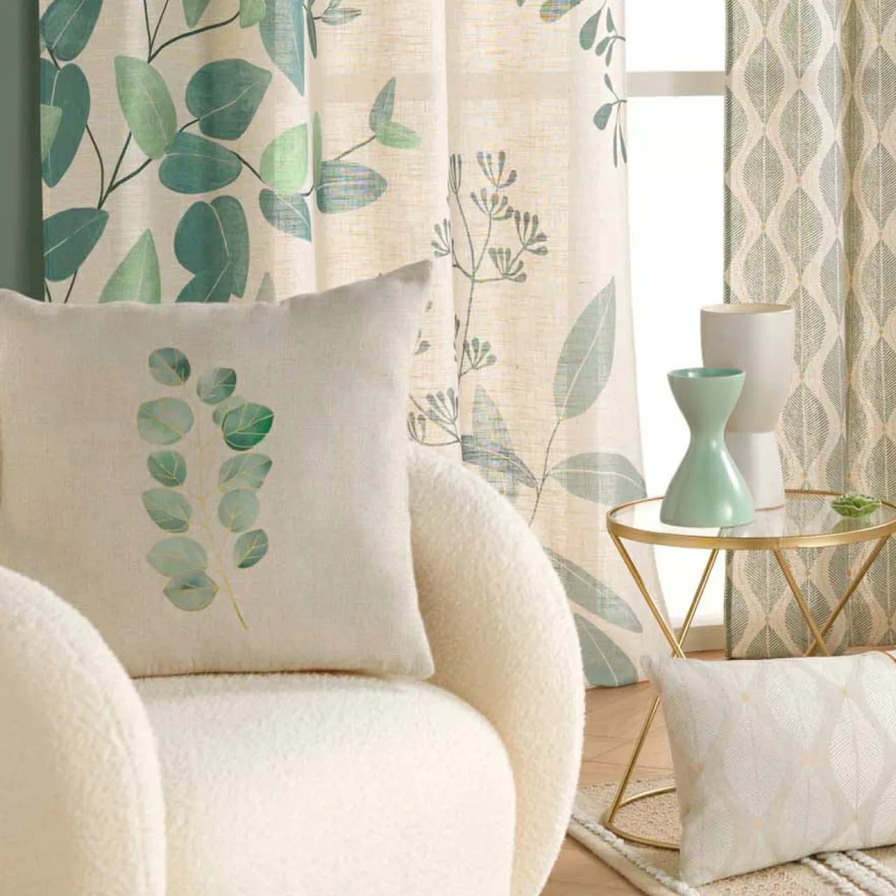 Coussin Et Housse|douceur d'intu017drieur Coussin carré effet lin (45 x 45 cm) Eucalys Vert