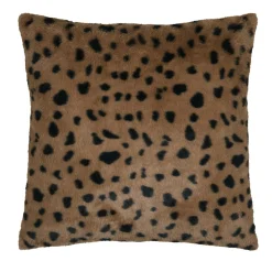 Coussin Et Housse|STOF Coussin carré fausse fourrure panthère (45 x 45 cm) Fauves Chocolat