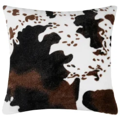 Coussin Et Housse|LOVELY CASA Coussin carré fausse fourrure (45 x 45 cm) Vache Brun Marron