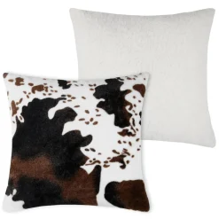 Coussin Et Housse|LOVELY CASA Coussin carré fausse fourrure (45 x 45 cm) Vache Brun Marron
