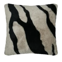 Coussin Et Housse|STOF Coussin carré fausse fourrure zébre (45 x 45 cm) Fauves Taupe
