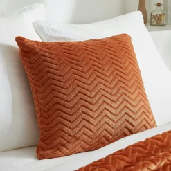 Coussin Et Housse|EMINZA Coussin carré flanelle (45 x 45 cm) Zag Cuivre