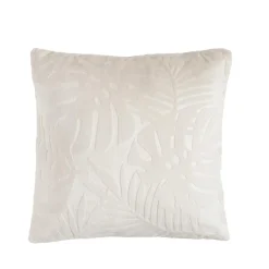 Coussin Et Housse|EMINZA Coussin carré flanelle (45 x 45 cm) Flore Ecru