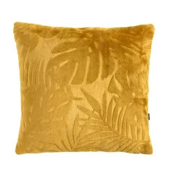 Coussin Et Housse|EMINZA Coussin carré flanelle (45 x 45 cm) Flore Jaune moutarde