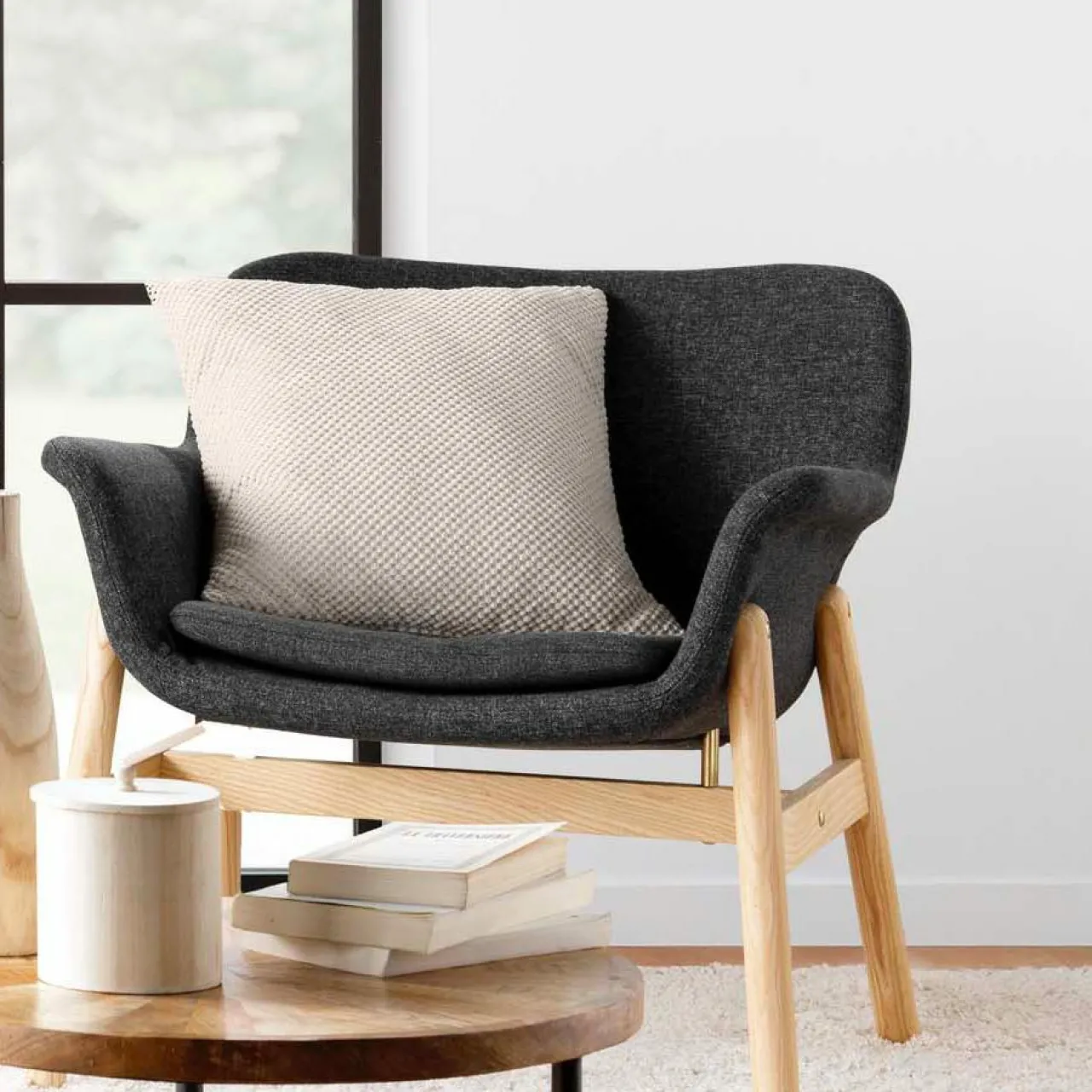 Coussin Et Housse|douceur d'intu017drieur Coussin carré flanelle relief (45 x 45 cm) Java Ecru