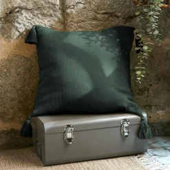 Coussin Et Housse|EMINZA Coussin carré gaze de coton (40 x 40 cm) Gaïa Vert sapin