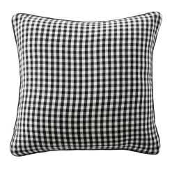 Coussin Et Housse|EMINZA Coussin carré gaze de coton (45 x 45 cm) Gaïa vichy Noir