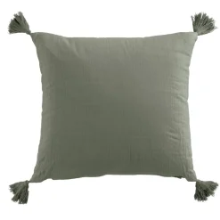 Coussin Et Housse|EMINZA Coussin carré gaze de coton (40 x 40 cm) Gaïa Vert romarin