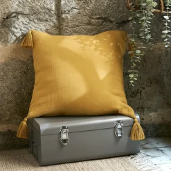 Coussin Et Housse|EMINZA Coussin carré gaze de coton (40 x 40 cm) Gaïa Jaune safran