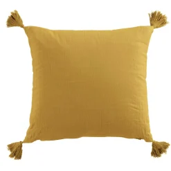 Coussin Et Housse|EMINZA Coussin carré gaze de coton (40 x 40 cm) Gaïa Jaune safran