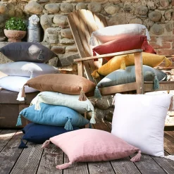 Coussin Et Housse|EMINZA Coussin carré gaze de coton (40 x 40 cm) Gaïa Bleu canard