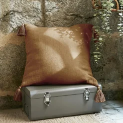 Coussin Et Housse|EMINZA Coussin carré gaze de coton (40 x 40 cm) Gaïa Camel