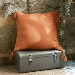 Coussin Et Housse|EMINZA Coussin carré gaze de coton (40 x 40 cm) Gaïa Abricot