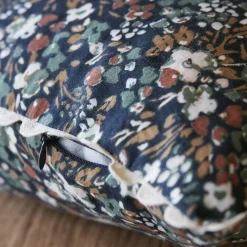 Coussin Et Housse|EMINZA Coussin carré gaze de coton (40 x 40 cm) Constance Bleu nuit