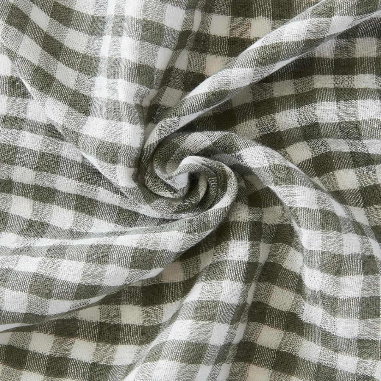 Coussin Et Housse|EMINZA Coussin carré gaze de coton (45 x 45 cm) Gaïa vichy Vert romarin