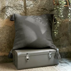Coussin Et Housse|EMINZA Coussin carré gaze de coton (40 x 40 cm) Gaïa Gris granit Gris foncé