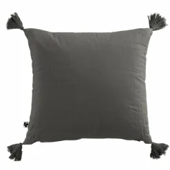 Coussin Et Housse|EMINZA Coussin carré gaze de coton (40 x 40 cm) Gaïa Gris granit Gris foncé