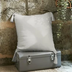 Coussin Et Housse|EMINZA Coussin carré gaze de coton (40 x 40 cm) Gaïa Gris nuage Gris clair