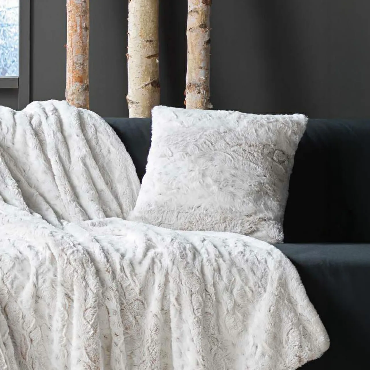 Coussin Et Housse|douceur d'intu017drieur Coussin carré imitation fourrure (45 x 45 cm) Alaska Ecru