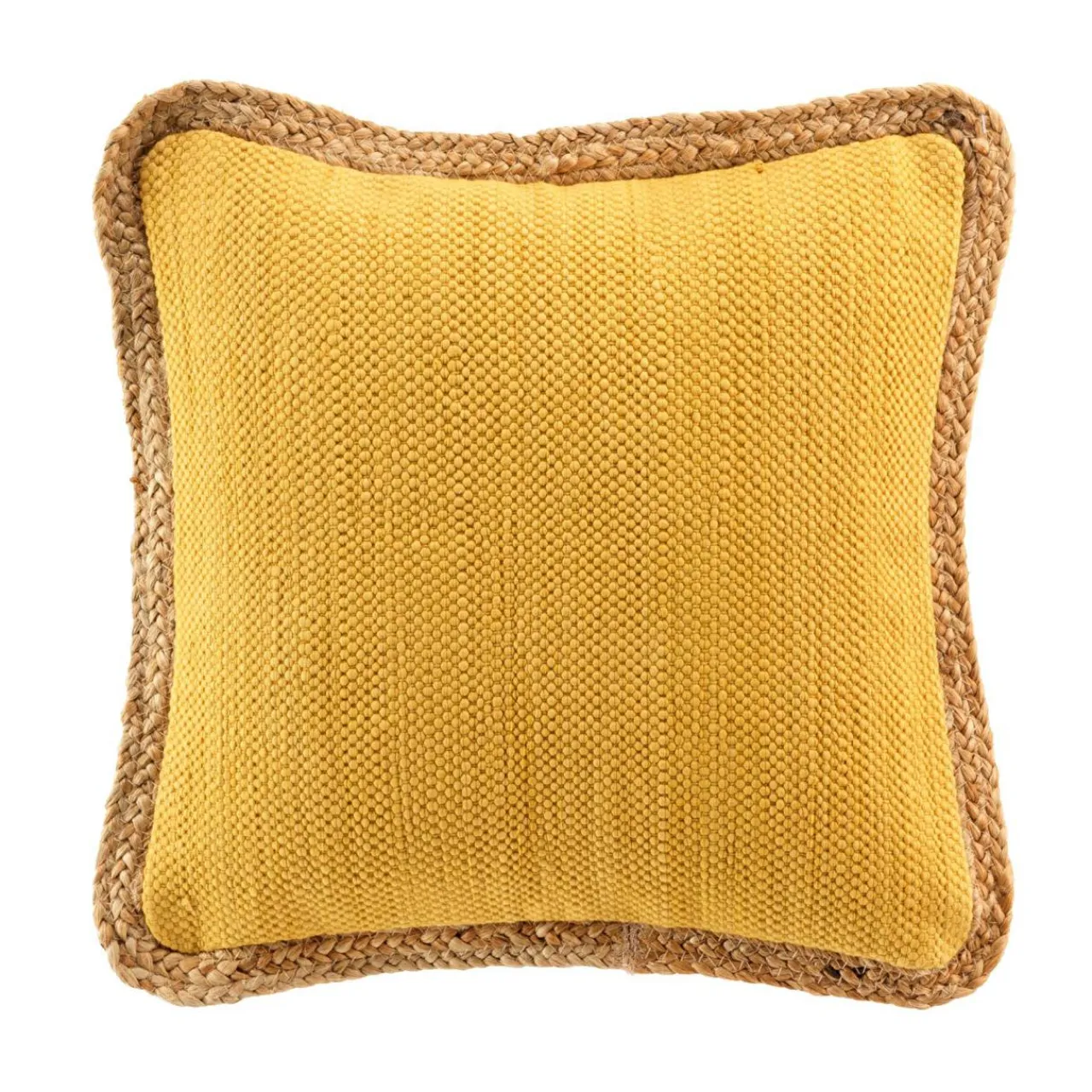 Coussin Et Housse|DOUCEUR D'INTERIEUR Coussin carré jute et coton (45 x 45 cm) Akina Jaune ocre