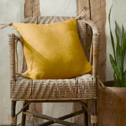 Coussin Et Housse|EMINZA Coussin carré lin lavé (45 cm) Louise Jaune moutarde