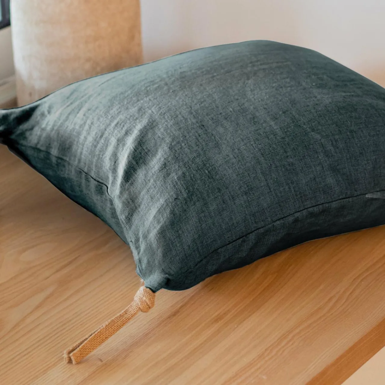 Coussin Et Housse|EMINZA Coussin carré lin lavé (45 cm) Louise Gris ardoise