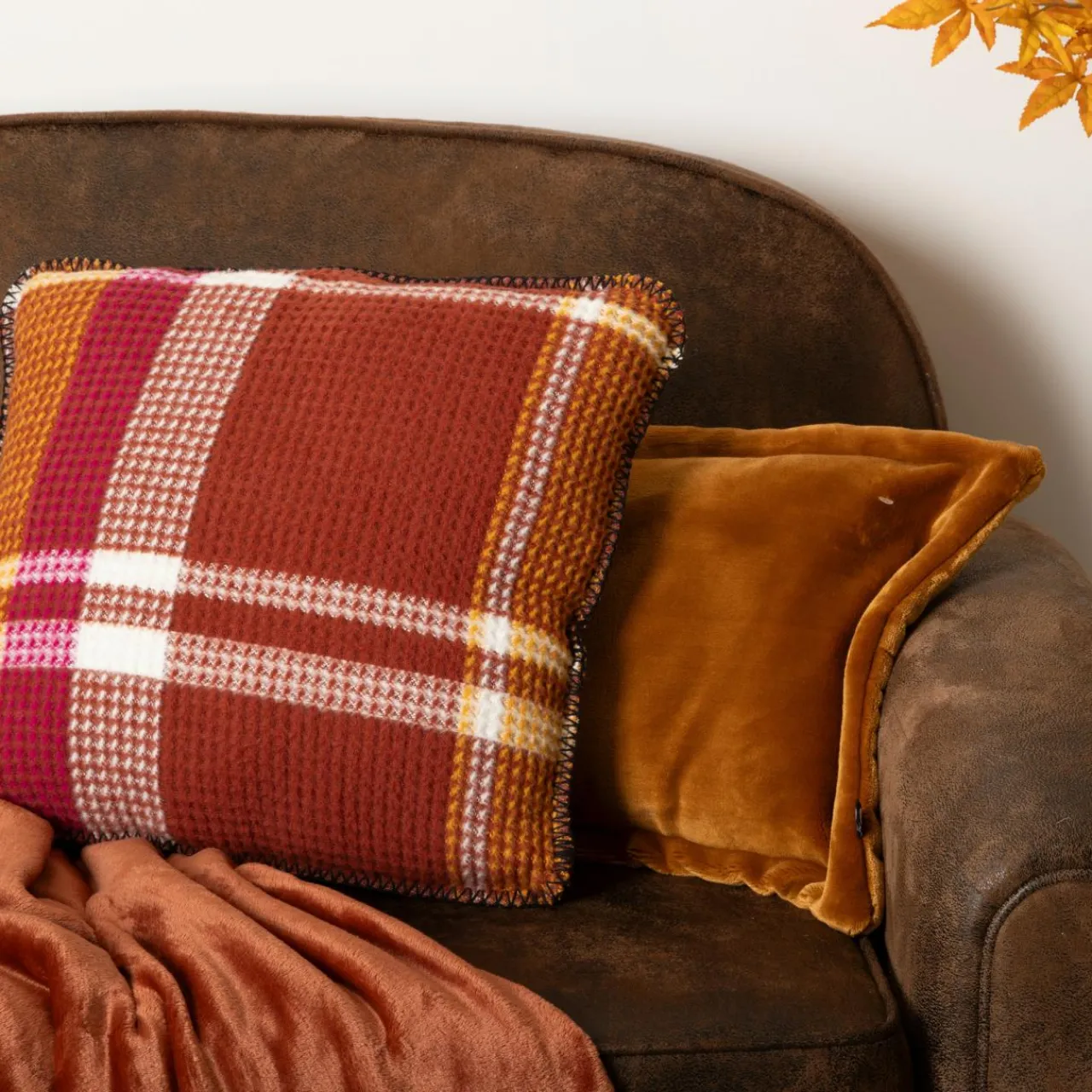 Coussin Et Housse|Atmosphera, cru017dateur d'intu017drieur Coussin carré nid d'abeille (45 x 45 cm) Owen Terracotta