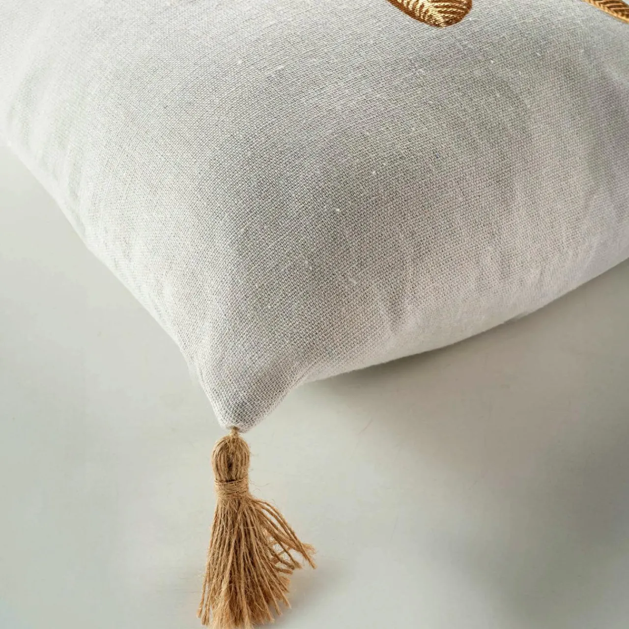 Coussin Et Housse|DOUCEUR D'INTERIEUR Coussin carré pompons (45 x 45 cm) Théa Marron