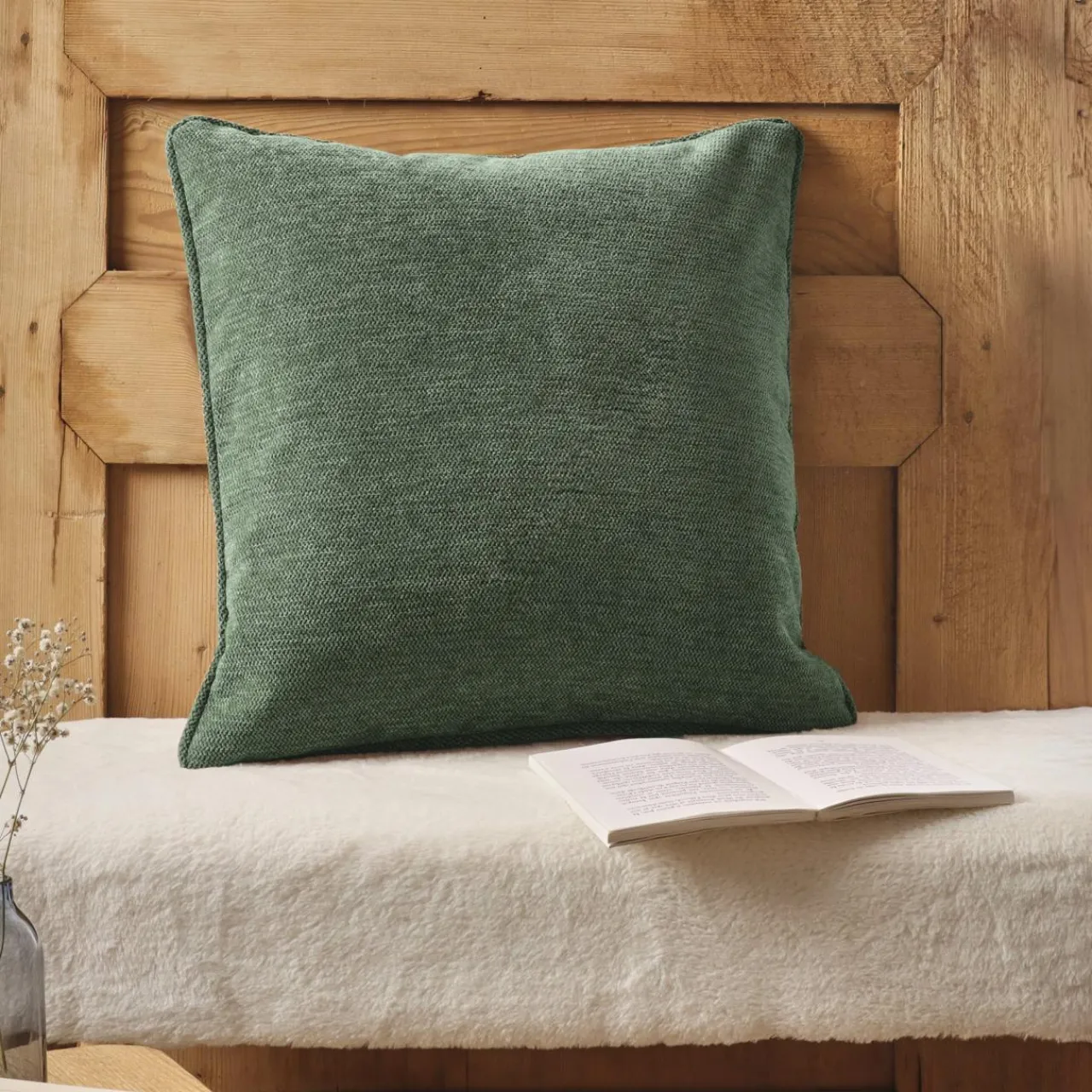 Coussin Et Housse|EMINZA Coussin carré tissé (45 x 45 cm) Magnus Vert romarin