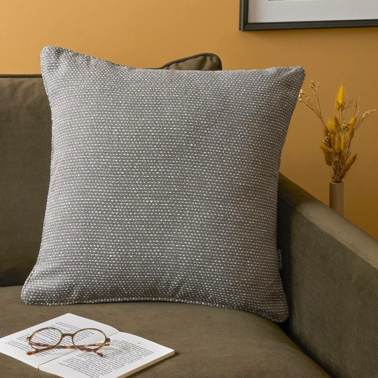 Coussin Et Housse|EMINZA Coussin carré tissé (50 x 50 cm) Oscar Gris Anthracite