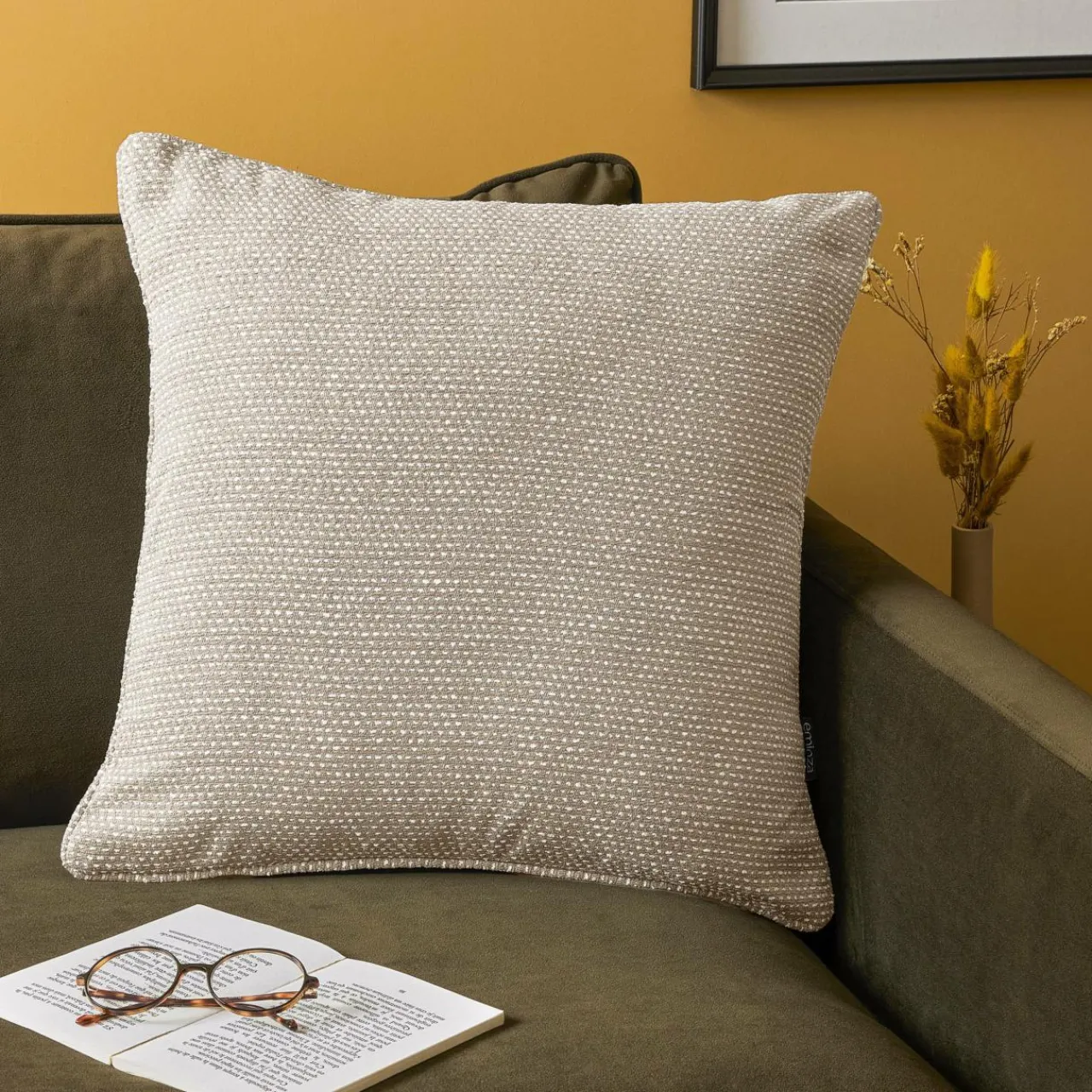 Coussin Et Housse|EMINZA Coussin carré tissé (50 x 50 cm) Oscar Taupe