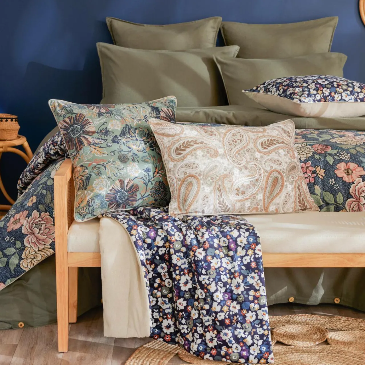 Coussin Et Housse|EMINZA Coussin carré velours (50 x 50 cm) Dolores Bleu