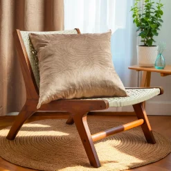 Coussin Et Housse|EMINZA Coussin carré velours (60 x 60 cm) Fern Taupe