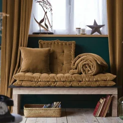 Coussin Et Housse|EMINZA Coussin carré velours de coton (45 x 45 cm) Victor Camel