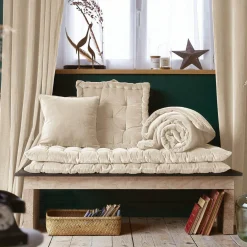 Coussin Et Housse|EMINZA Coussin carré velours de coton (45 x 45 cm) Victor pampa Beige