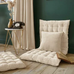 Coussin Et Housse|EMINZA Coussin carré velours de coton (45 x 45 cm) Victor pampa Beige