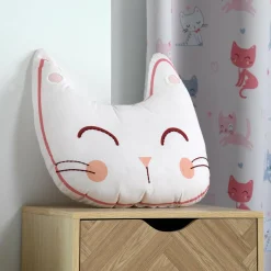 Coussin Et Plaid Enfant|Coussin Et Plaid Enfant|LOVELY CASA Coussin chat enfant (40 cm) Zoeline Rose