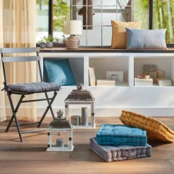 Galette De Chaise|ATMOSPHERA Coussin de chaise carré (38 x 38 cm) Otto Bleu canard