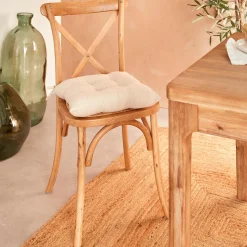 Galette De Chaise|Atmosphera, cru017dateur d'intu017drieur Coussin de chaise carré (38 x 38 cm) Clem lin Beige