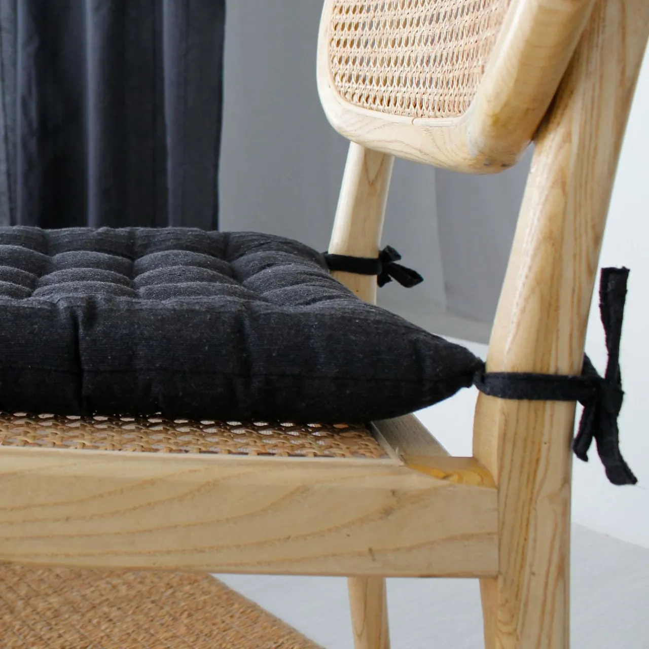 Galette De Chaise|ENJOY HOME Coussin de chaise carré (38 x 38 cm) Bombay Gris Anthracite